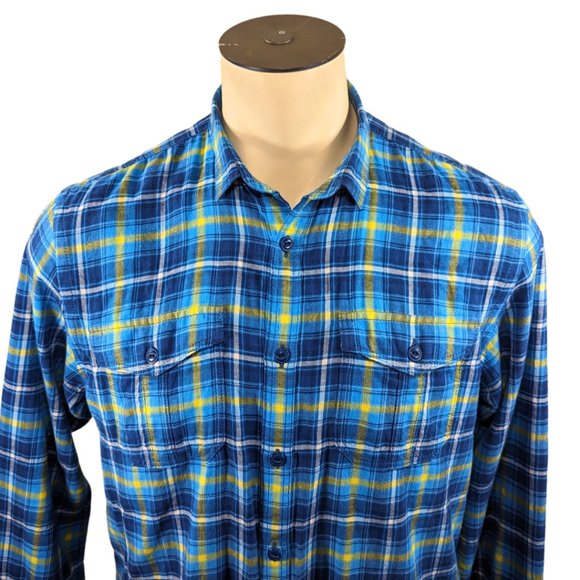 Burberry Black Label Men's 3 (Large) Long Sleeve Blue Plaid Flannel Shirt - Picture 5 of 14
